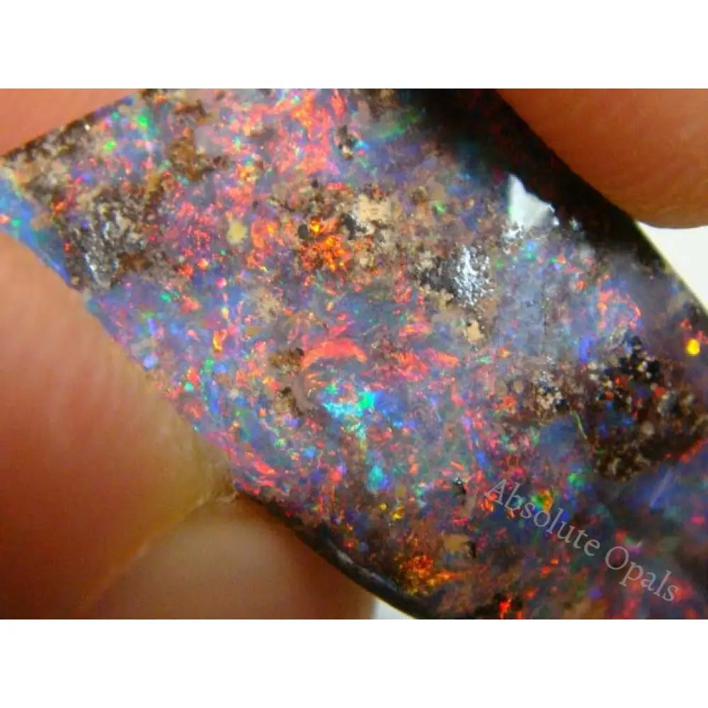 Australian Boulder Opal – Red Multi Color Fire Solid Cut 24.1Ct 38.7Mm Boulder Opal