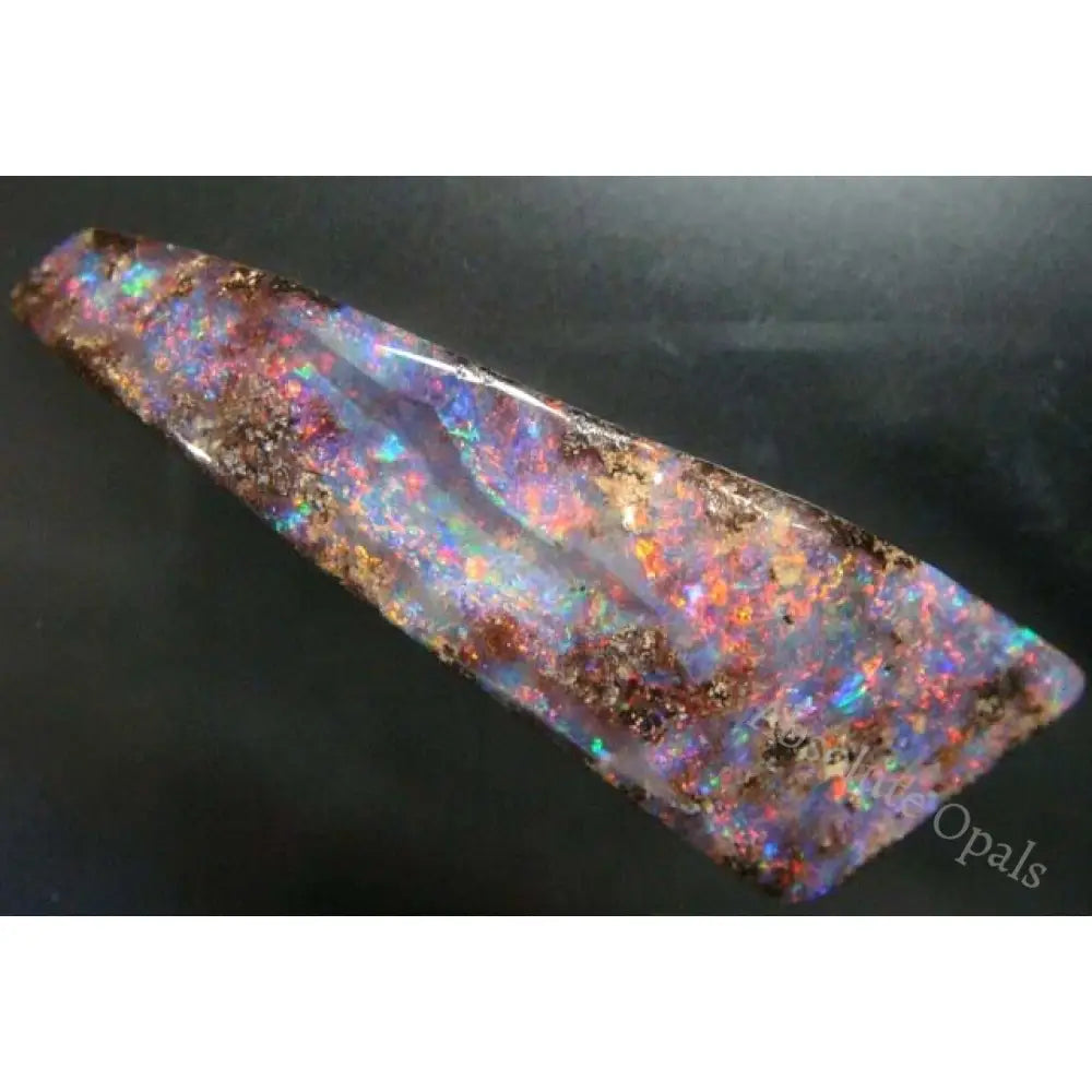 Australian Boulder Opal – Red Multi Color Fire Solid Cut 24.1Ct 38.7Mm Boulder Opal