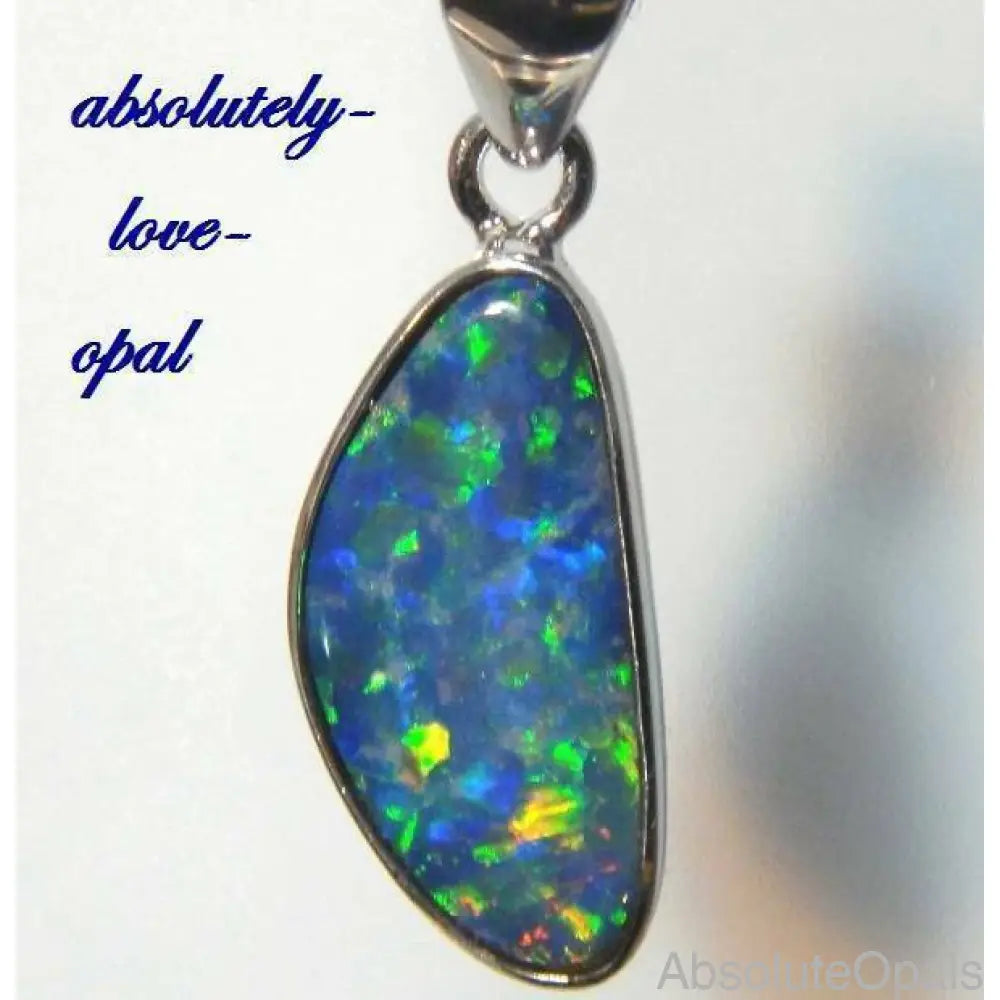 Australian Gem Green&amp;Blue Opal Doublet 925 Silver Pendant Jewellery 1.08G