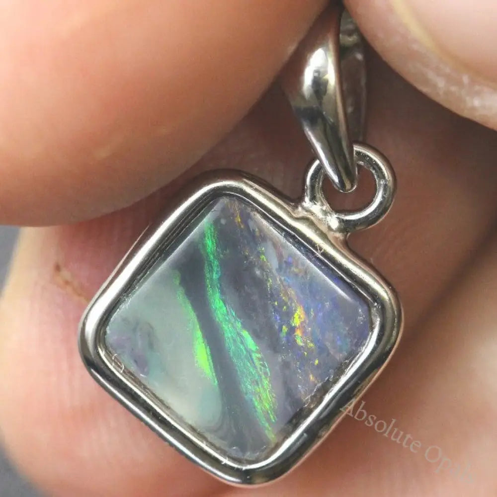 Australian Lightning Ridge Solid Opal Pendant Silver L18.3Mm 0.76G Jewellery