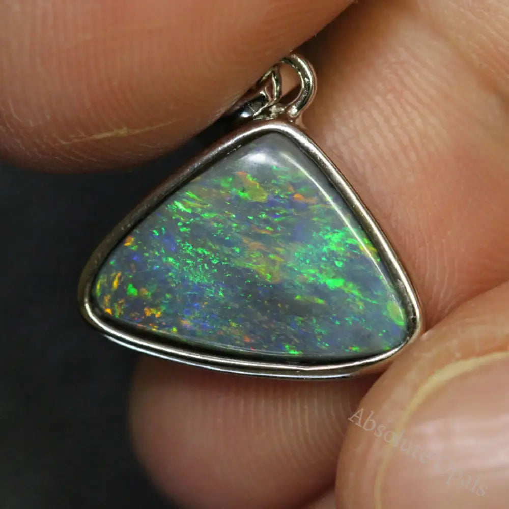 Australian Lightning Ridge Solid Opal Pendant Silver L21.2 Mm 1.69G Jewellery