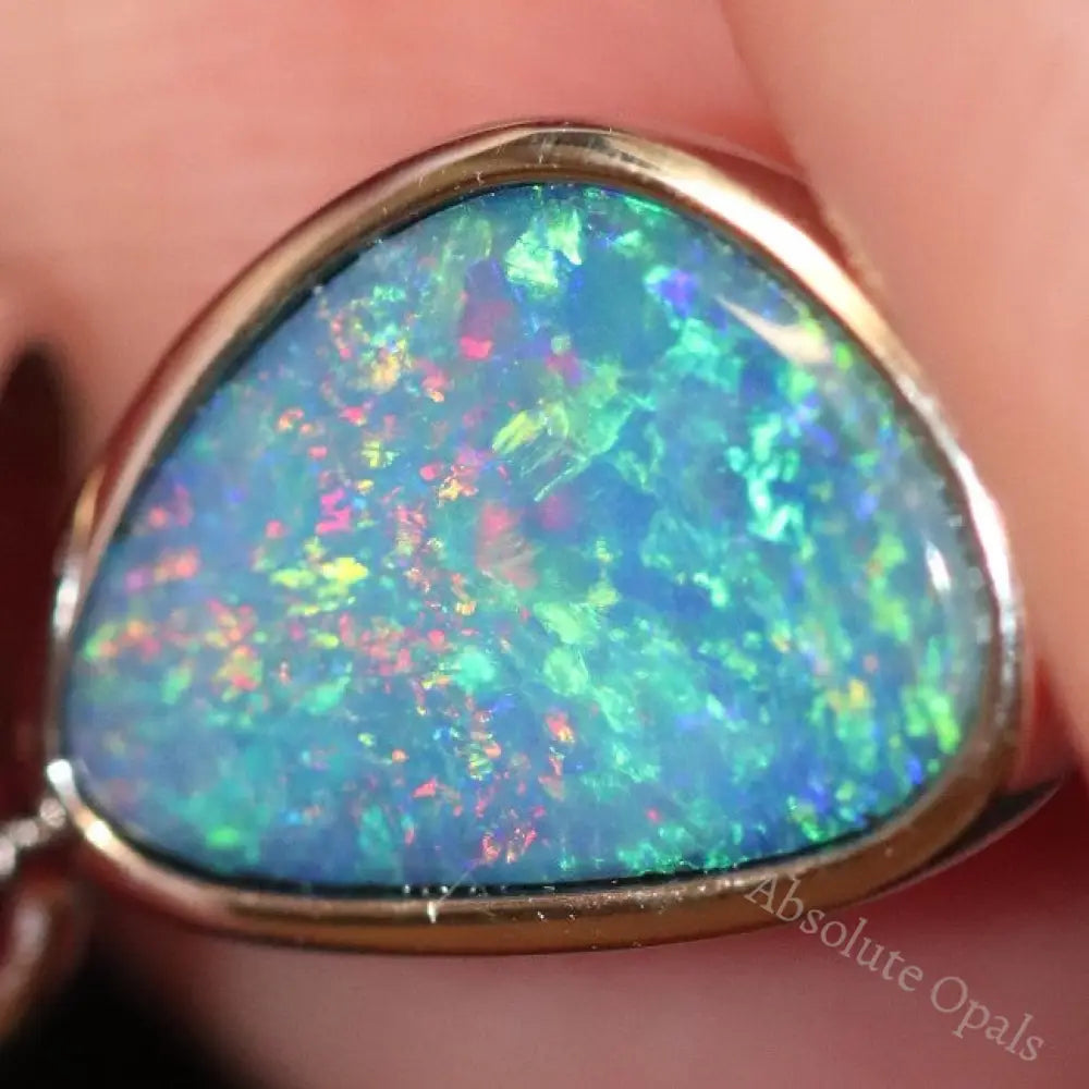 Australian Opal Jewellery Doublet 925 Silver Pendant 0.95G 19.6 Mm