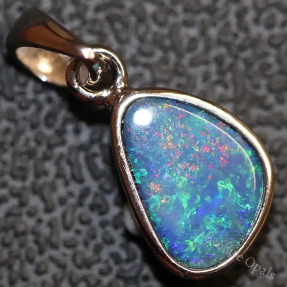 Australian Opal Jewellery Doublet 925 Silver Pendant 0.95G 19.6 Mm