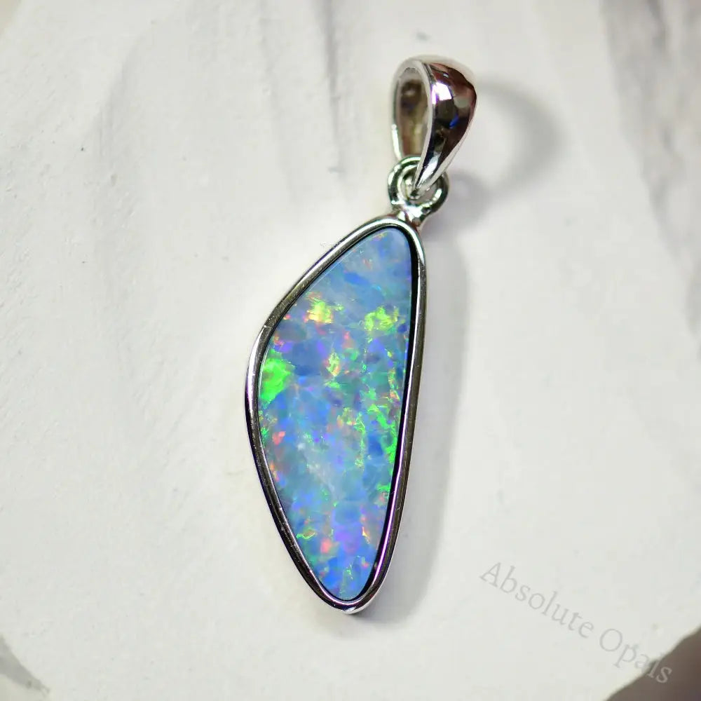 Australian Opal Jewellery Doublet 925 Silver Pendant 1.66G 29.2 Mm Jewellery