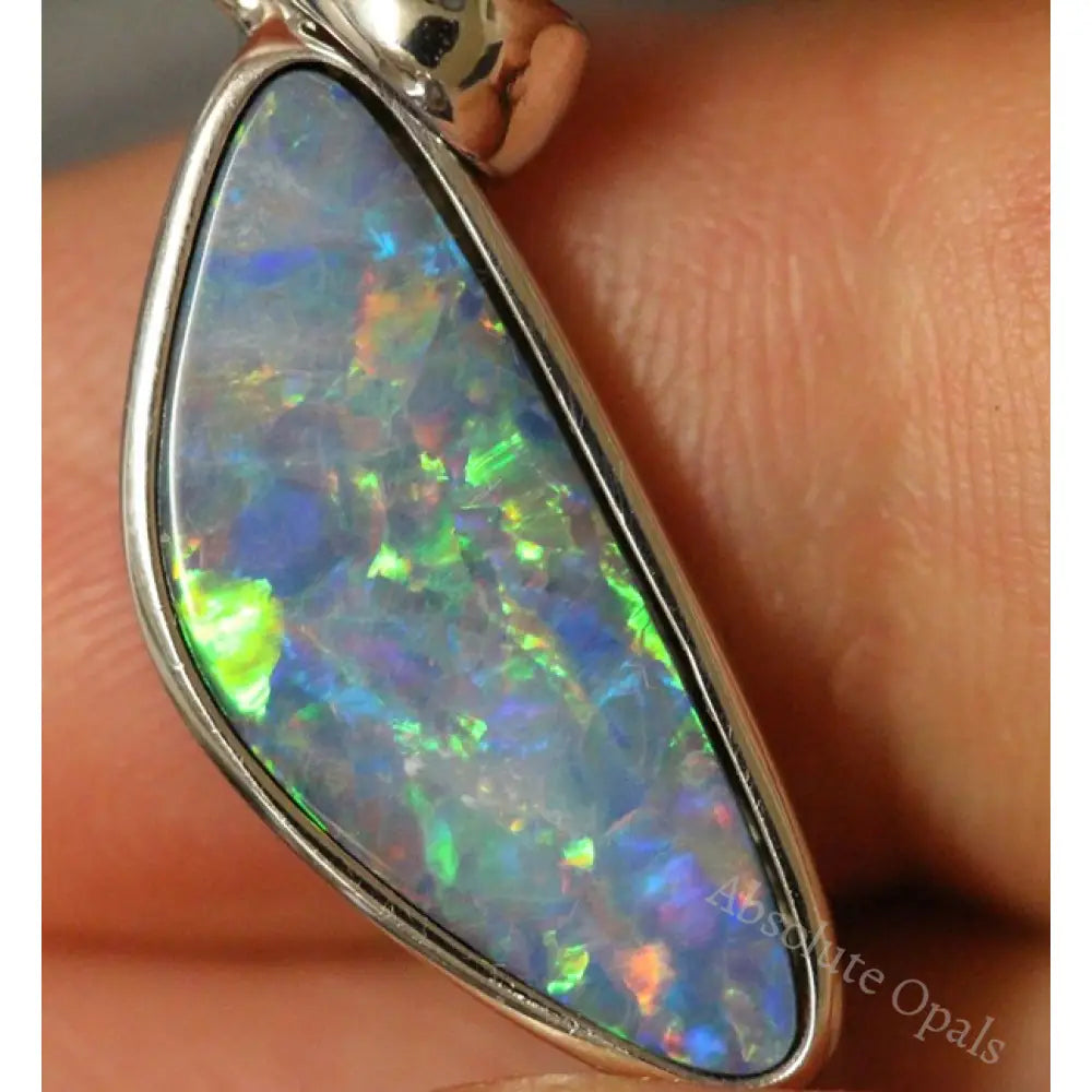 Australian Opal Jewellery Doublet 925 Silver Pendant 1.66G 29.2 Mm Jewellery
