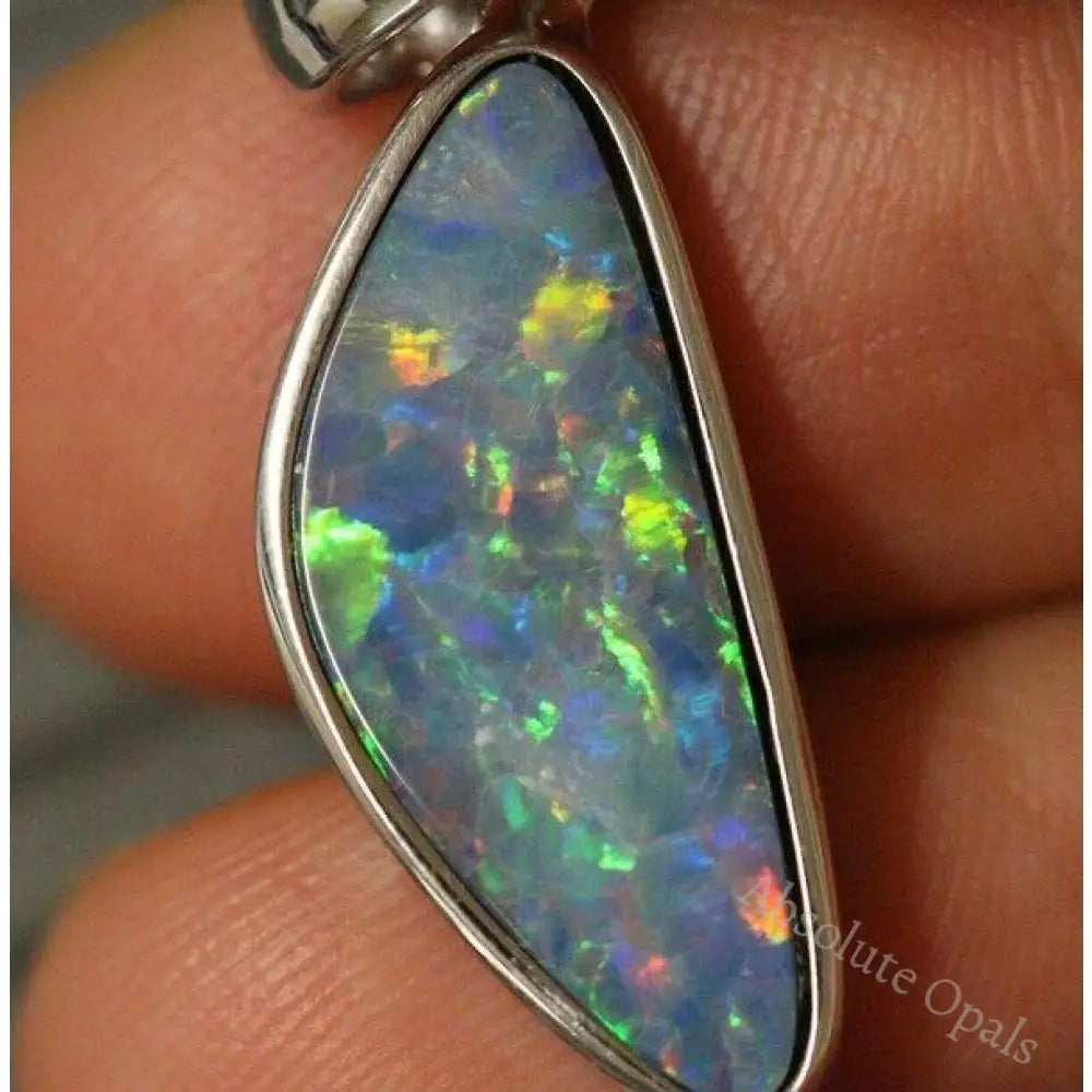 Australian Opal Jewellery Doublet 925 Silver Pendant 1.66G 29.2 Mm Jewellery