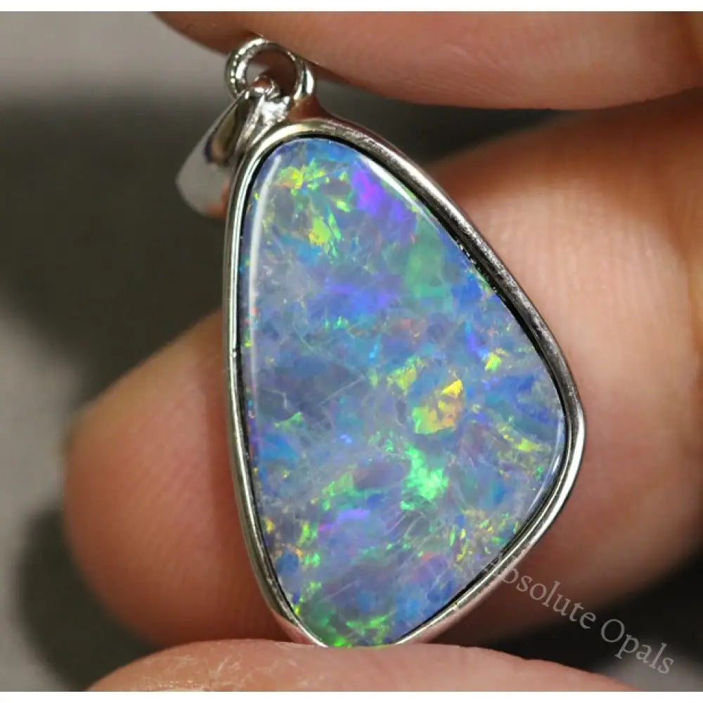 Australian Opal Jewellery Doublet 925 Silver Pendant 1.93G 27.5 Mm Jewellery