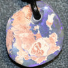 Australian Opal Lightning Ridge Drilled Greek Leather Mounted Pendant Necklace 15.25 Cts Jewellery