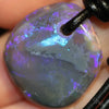 Australian Opal Lightning Ridge Drilled Greek Leather Mounted Pendant Necklace 15.25 Cts Jewellery