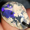 Australian Opal Lightning Ridge Drilled Greek Leather Mounted Pendant Necklace 16.15 Cts Jewellery