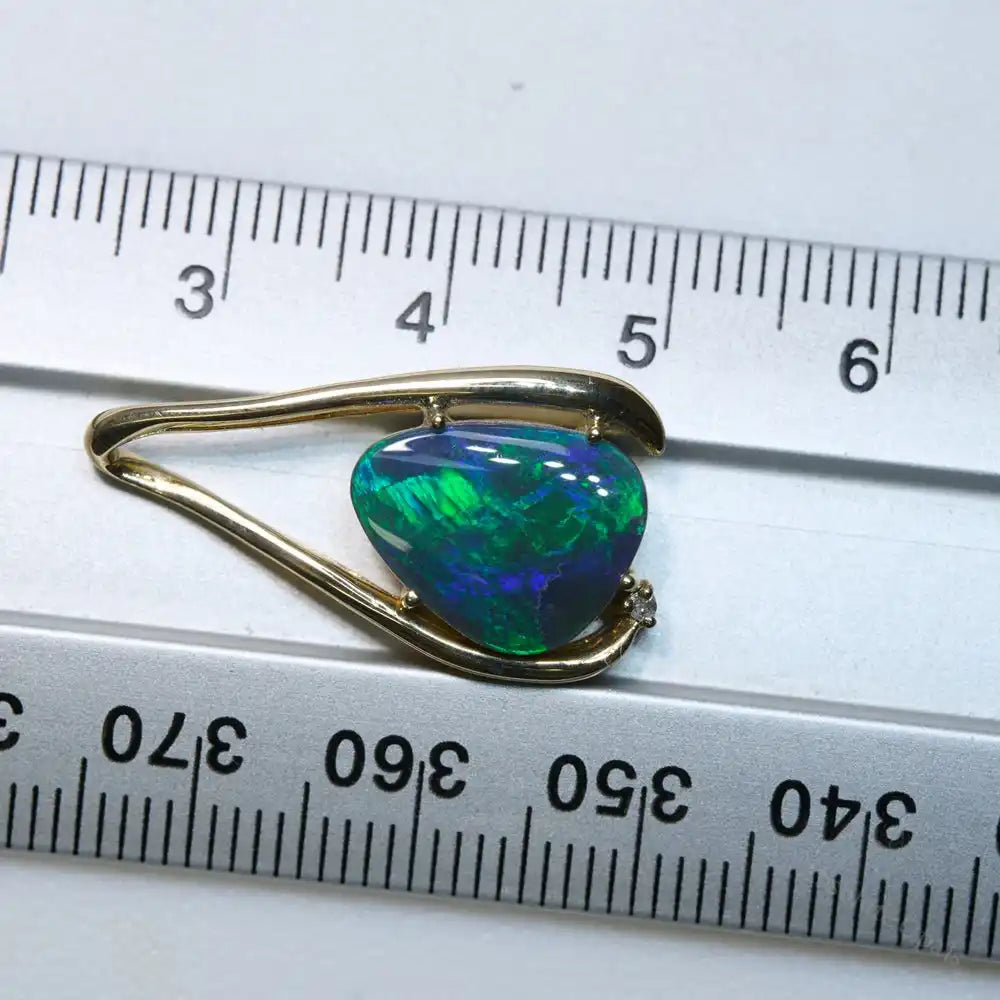 Black Opal Lightning Ridge Solid Pendant 14K Gold L 26.0 mm Jewellery