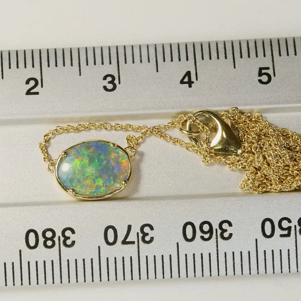 Genuine Opal Lightning Ridge Solid Necklace 14K Gold 45 cm Jewellery