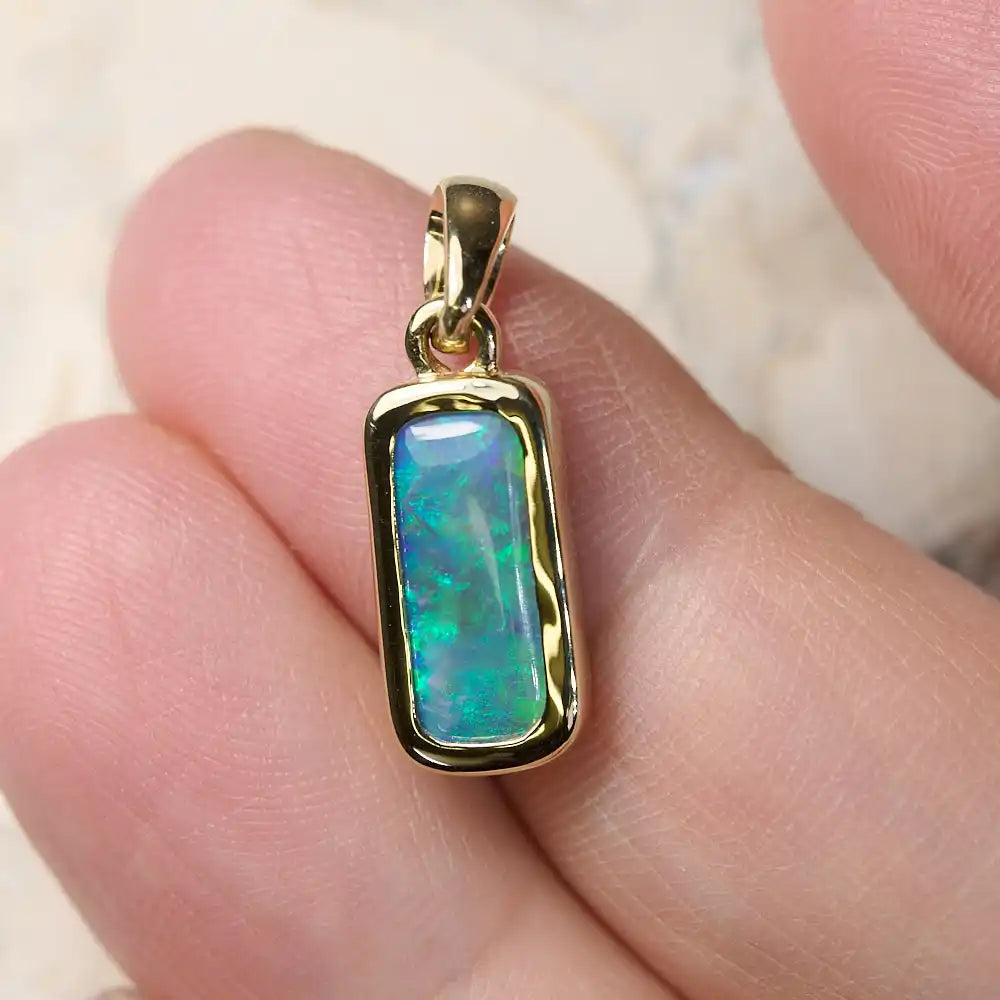 Genuine Opal Pendant Solid Lightning Ridge 14K Gold L 22.2 mm Jewellery