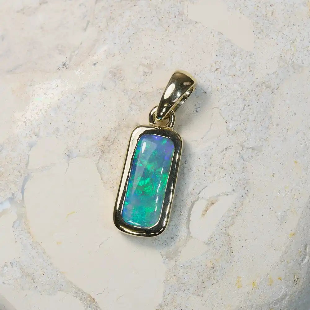Genuine Opal Pendant Solid Lightning Ridge 14K Gold L 22.2 mm Jewellery