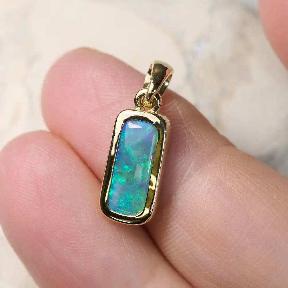 Genuine Opal Pendant Solid Lightning Ridge 14K Gold L 22.2 mm Jewellery