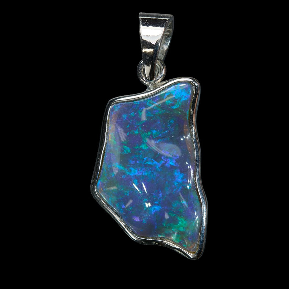 Lightning Ridge Solid Black Opal Pendant Silver