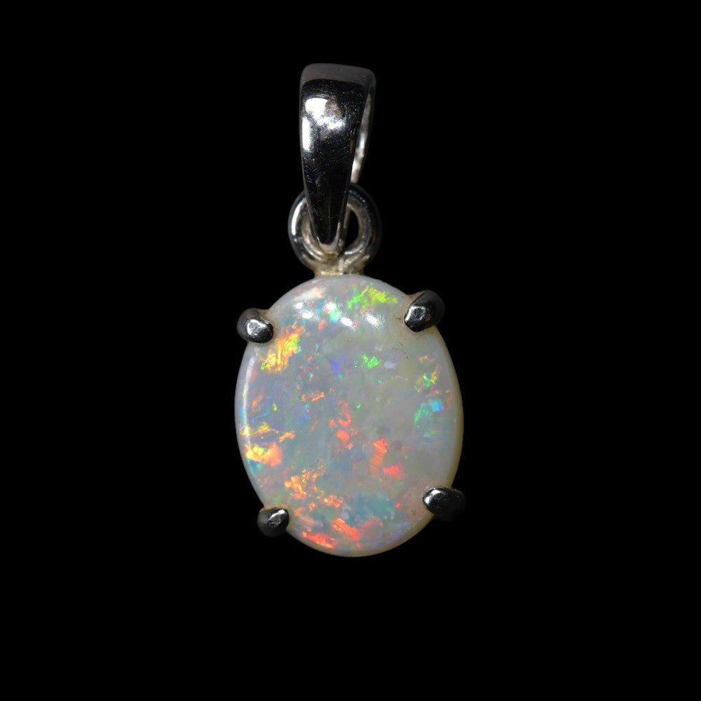 Australian Lightning Ridge solid opal pendant in sterling silver featuring vivid red colour flashes, genuine opal jewelry, and collectible gemstone appeal