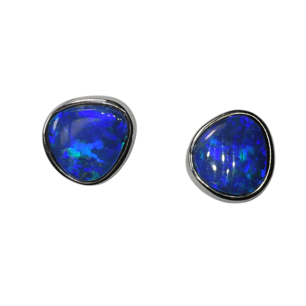 Australian doublet opal earrings in 925 sterling silver featuring vibrant colour flashes, genuine opal jewelry, and a timeless elegant design