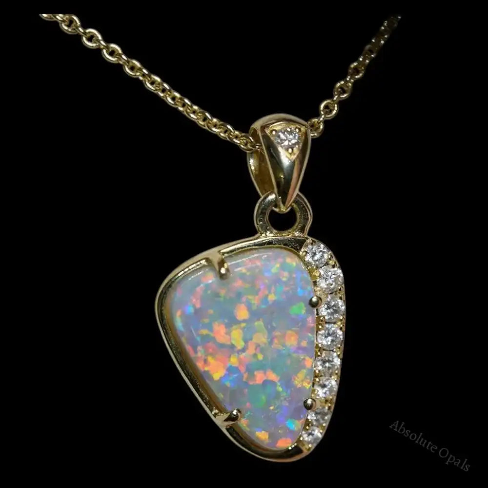 Opal Lightning Ridge Solid Pendant 14K Gold 