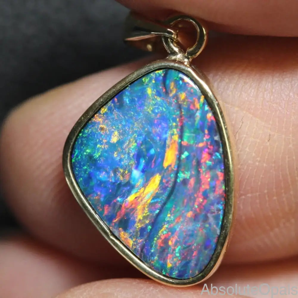 Opal Pendant Australian Doublet Opal 14k GOLD Jewelry