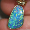 Australian Doublet Opal Pendant in 14k Gold with Multi-Color Design, 23.8mm Length