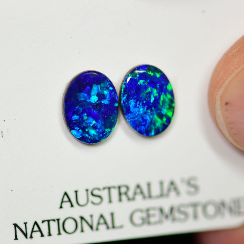 2.20 cts Australian Opal Doublet Stone, Cabochon 2pcs 8x6