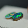 1.35 cts Australian Opal Doublet Stone, Cabochon 2pcs