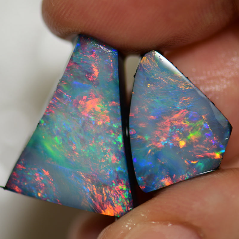 17.9 cts Australian Opal Doublet Stone Rough Rub, Lightning Ridge x2 pcs