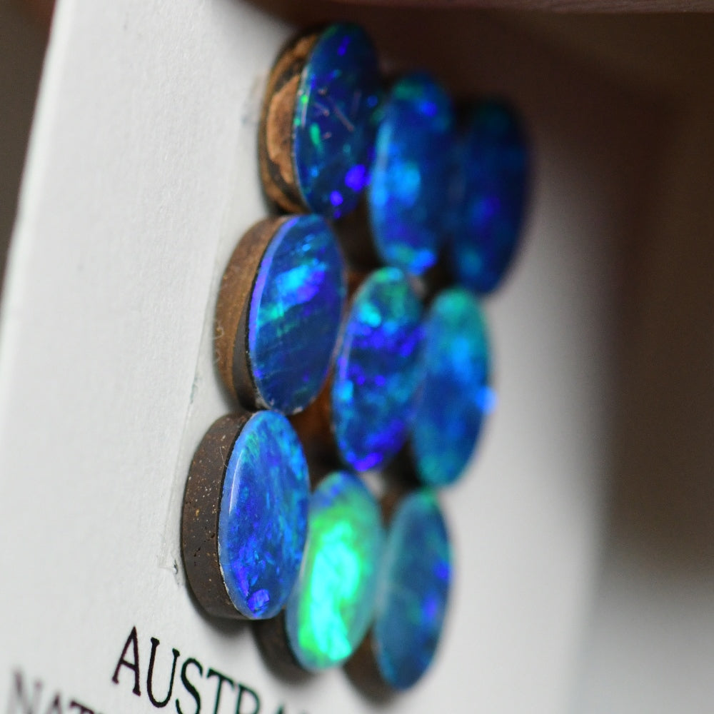 4.55 cts Australian Opal, Doublet Stone, Cabochon 9pcs 6X4 mm