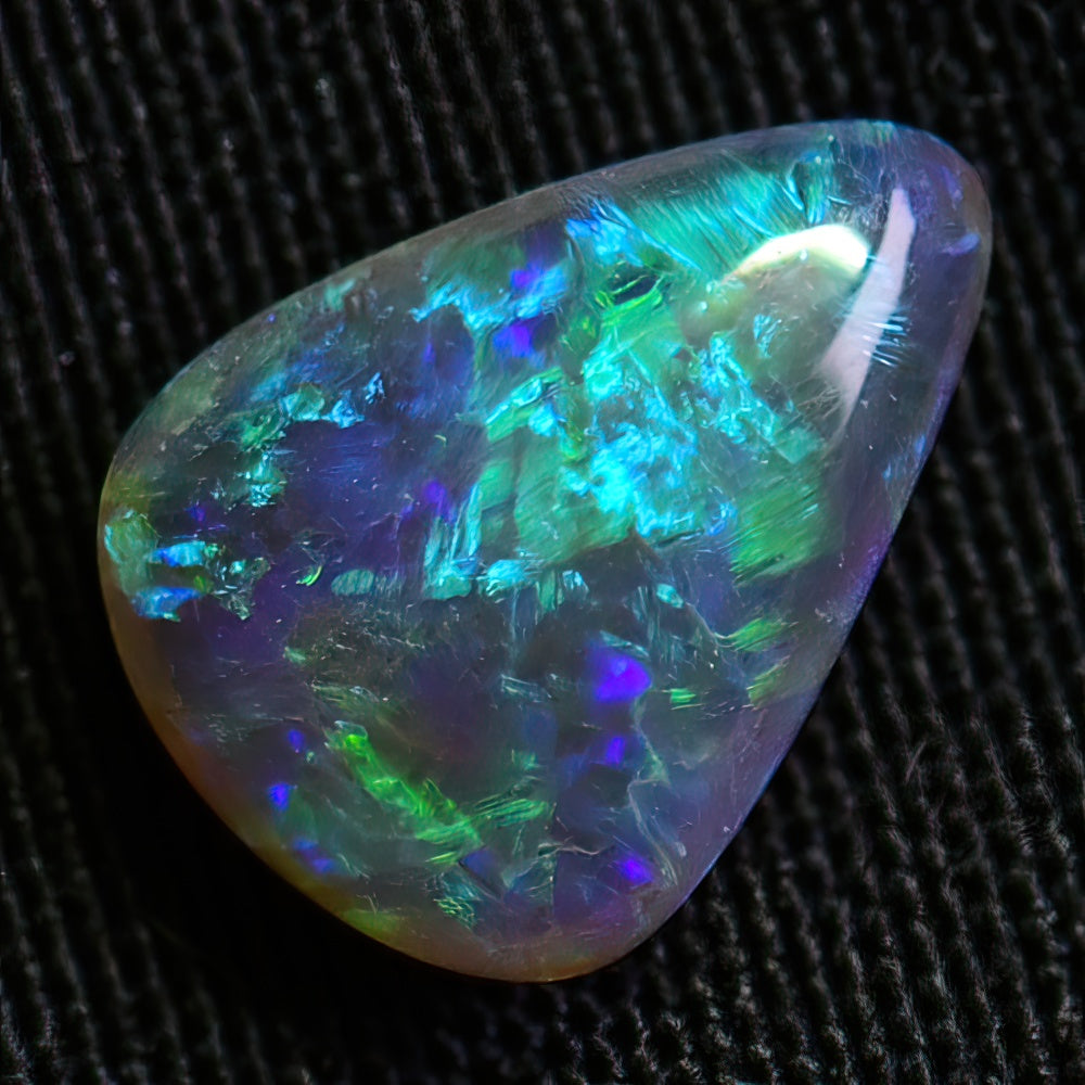 Australian Semi Black Opal Solid Lightning Ridge - Crystal