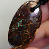 66 cts Australian Opal Boulder Drilled Greek Leather Mounted Pendant Necklace