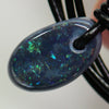 6.90 cts Australian Opal Drilled Greek Leather Mounted Pendant Necklace