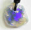 Australian Opal Drilled Greek Leather Mounted Pendant Necklace