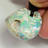 34 cts Australian Opal Drilled Greek Leather Mounted Pendant Necklace