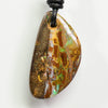 Australian Opal Boulder Drilled Greek Leather Mounted Pendant Necklace 61.94 cts