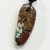 Australian Opal Boulder Drilled Greek Leather Mounted Pendant Necklace