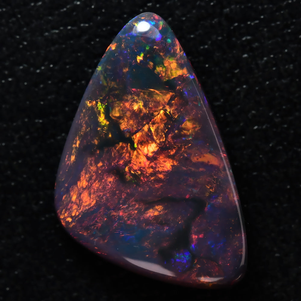 black red orange fire  opal