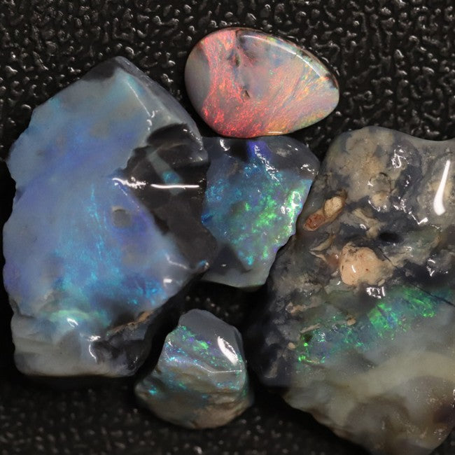 Australian Black Opal Rough Parcel, Lightning Ridge Stones