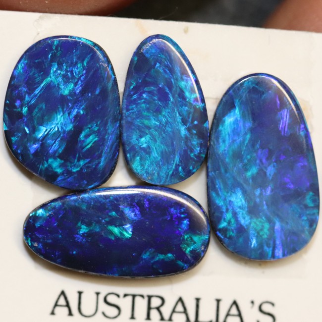 9.02 cts Australian Opal, Doublet Stone, Cabochon 4pcs