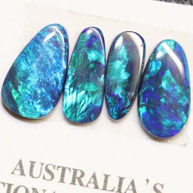 5.36 cts Australian Opal, Doublet Stone, Cabochon 4pcs