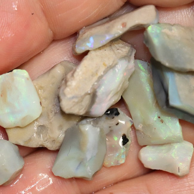 79.15 cts Australian Solid Semi Black Opal Rough, Lightning Ridge Parcel, Green Blue Stones