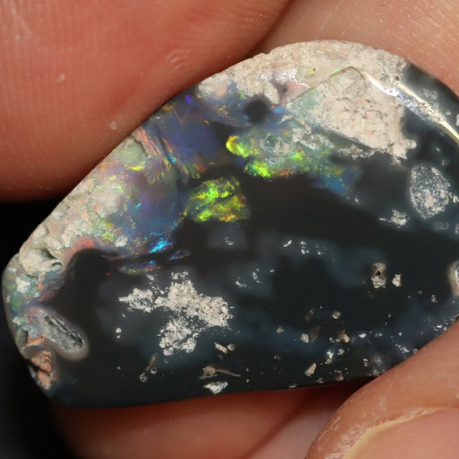 11.60 cts Australian Black Opal Rough, Lightning Ridge, Polished Specimen, Natural Red Green Blue Stone