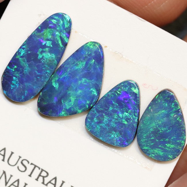 6.65 cts Australian Opal, Doublet Stone, Cabochon 4pcs