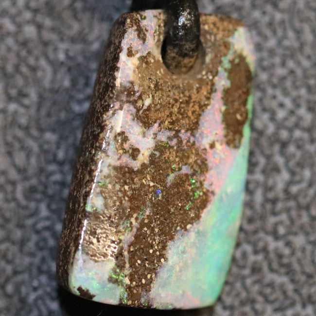 Australian Opal Boulder Drilled Greek Leather Pendant Necklace 19.70 cts