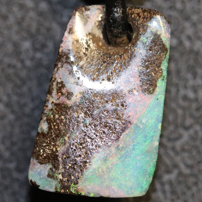 Australian Opal Boulder Drilled Greek Leather Pendant Necklace 19.70 cts