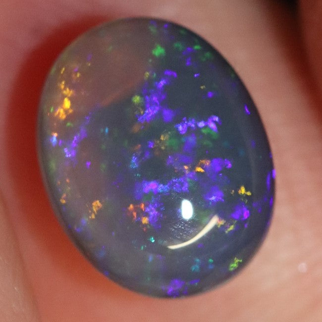 2.57 cts Australian Black Crystal Opal Lightning Ridge, Solid Gem Stone, Cabochon