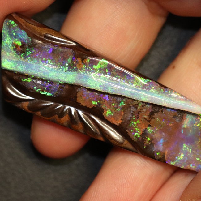 74.45 cts  Green Australian Boulder Opal, Cut Loose Stone