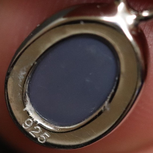0.80 g Australian Lightning Ridge Solid  Black Opal Pendant Silver L 19.3 mm