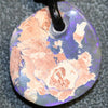 Australian Opal Lightning Ridge Drilled Greek Leather Mounted Pendant Necklace 15.25 cts