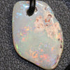Australian Opal Lightning Ridge Drilled Greek Leather Mounted Pendant Necklace 7.45 cts